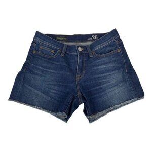 J.Crew Indigo Denim Womens Shorts Size 26 Frayed Hem Cotton Stretch Blue